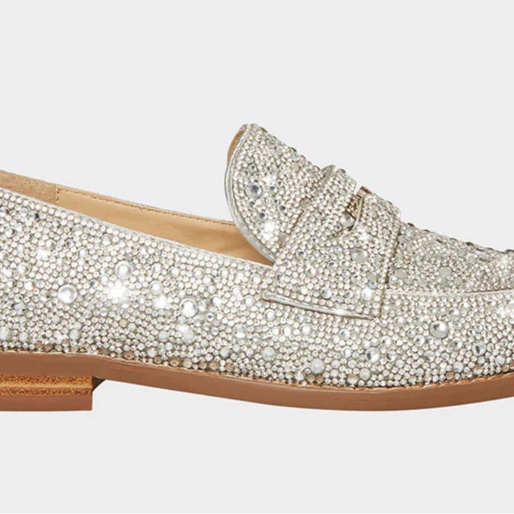 Betsey Johnson Sparkling Silver Loafers size 7.5 - Picture 2 of 13
